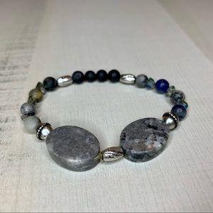 Oval Granite Stone and Beads Bracelet